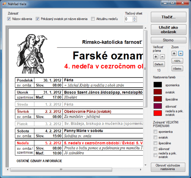 Nová PC aplikácia - Farské oznamy